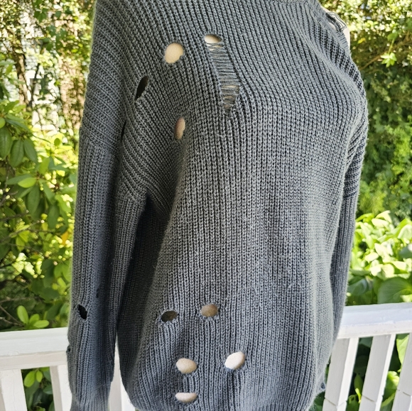 (2) Cold Shoulder Distressed Sweater Collection - Picture 9 of 10